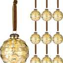Soulchen 9 Pcs Large Mercury Glass Christmas Ornaments 3.15" Vintage Hanging Ornaments Hanging Christmas Ball Decorations for Xmas Tree Decor(Gold)