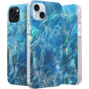 LONLI Hue Case for iPhone 15 Plus - [360 Shock-Absorbent Bumper] - [Cute and Unique Phone Cover for Girls and Women] - Ocean Wave