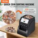 VEVOR Coin Sorter, Coin Sorter and Wrapper Machine with 4 Larger Coin Tubes, Sorts USD Coin 1 5 10 25, up to 230 Coins/min, Black