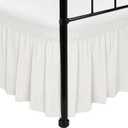 Biscaynebay Wrap Around Bed Skirts with Split Corners for Twin/Twin XL Beds 15" Drop, Ivory Adjustable Elastic Dust Ruffles Easy Fit Wrinkle Resistant Silky Luxurious Fabric Machine Washable