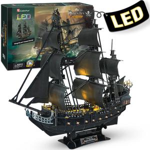 CubicFun 3D Puzzles for Adults Home Decor Pirate Ship Gifts for Men Women Model Kits Brain Teaser Valentines Day Gifts,Queen Anne's Revenge 340 Pcs Easter Gift