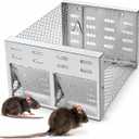 Humane Rodent Trap for Indoor & Outdoor Use - Automatic Multi-Catch Metal Cage with Dual One-Way Doors, Reusable Safe Trap for Mice, Chipmunks & Small Animals