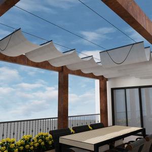 Windscreen4less 3' x 12' Retractable Sun Shade Canopy Cover Sliding Wave Shade Sail for Pergola Patio Deck Yard Gazebo Outdoor (Light Gray)