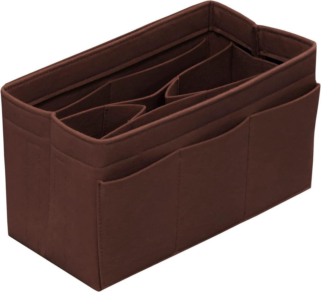 Purse Organizer Insert Felt Bag Organizer Handbag Organizer Insert Bag In Bag Organizer for Tote Purse Bag 14 Pockets Brown X-Large
