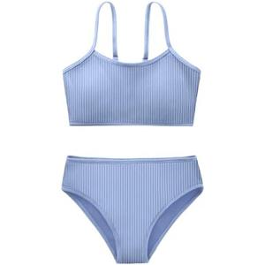 Adarl Girl's 2 Piece Swimsuit Solid Spaghetti Strap Bikini Sets Beach Bathing Suit Swimwear for Teen Kids, 13- 14 Years Old