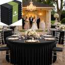 8 Pack Black Round Spandex Tablecloths for 60 inch Tables, Wrinkle Free Stretchy 120 inch Fitted Round Table Cloths Cover with Skirt for Wedding Birthday Parties Banquet