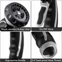 RESTMO Hose Nozzle with Easy Self-Lock Trigger, Heavy Duty Metal Water Hose Sprayer with 9 Spray Patterns and On/Off Valve, Ideal for Outdoor Lawn & Garden Watering, Car & Pet Washing, Silver
