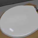 Mayfair Bennett Toilet Seat with Chrome Hinges, Slow Close Wood Seat, Secure Metal Hinges, Easy Install, Made in USA, Round, White