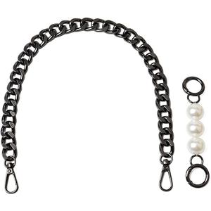 BEAULEGAN Chunky Purse Chain Handles - Short Strap Replacement for Handbag Set of 2, 17.7 & 5 Inches Long (Gunmetal)
