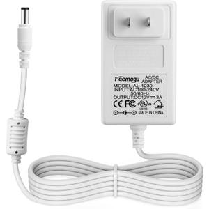 Facmogu 12V 3A Power Supply Adapter, AC 100-240V to DC 12 Volt Wall Plug Transformers, 36W Power Supply Adaptor with AC to DC Barrel Connector 5.5x2.5mm & 5.5x2.1mm, Power Cord Length 150cm/ 4.92 Feet