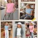 3 Pack Girl's Short Sleeve Shirts Kids Cap Sleeve Crewneck Tops Casual Summer Loose Fit Tees for Teens