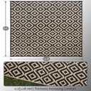 SAND MINE Waterproof Outdoor Rug 8x10 ft, Plastic Reversible Rug, Modern Area Rug, Large Floor Mat for Outdoors, RV, Patio, Backyard, Deck, Picnic, Beach, Camping, Black & Beige