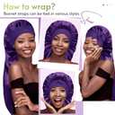 4 x BONNET QUEEN Extra Long Braid Bonnet for Sleeping Silky Satin Foldable Weave Locs Curly Wigs Extensions Hair Tie Band Large 30" Purple