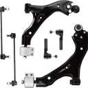 Front Lower Control Arm w/Ball Joint Outer Tie Rods Sway Bars Suspension Kit Replacement for 2005-2009 Chevrolet Equinox 3.4L, 2006-2009 Pontiac Torrent 3.4L, 2002-2007 Saturn Vue (6pc)