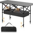 Camping Table Portable, Folding Roll-Up Picnic Table with Carry Bag & Detachable Storage Pockets, Lightweight Outdoor Table for Camping, Beach, Backyard, Party, BBQ, Patio