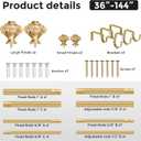 Gold Double Curtain Rods for Windows 72 to 144 Inch, 1 Inch Adjustable Decorative Crystal Long Dual Curtain Rod, Heavy Duty Vintage Double Drapery Pole with Gold Foil Finials for Living Room