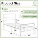 Cieemine 14 Inch Twin Bed Frames with Headboard and Footboard, Heavy Duty Twin Bed Frame with Underneath Storage, No Box Spring Needed, Easy Assembly, White