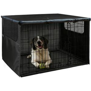 Dog Crate Cover Heavy Duty 600D Oxford Cloth - Fits 36 Inch Dog Crates, 2 Mesh Ventilation Windows, Waterproof Durable Pet Cage Cover for Indoor/Outdoor Use (Black, 36" L x 23" W x 25" H)