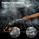 Stainless Steel Three Sided Grill Brush BBQ Grill Cleaner for Outdoor Grills, 17 Extended Wooden Handle, No-Scratch, Heavy-Duty Barbecue Cleaning Tool
