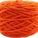 Chunky Fluffy Chenille Yarn Orange Thick Washable Soft Warm Scarf Yarns Hand Knit Blanket Accessory 160g, 3 pcs