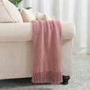 BOURINA Coral Pink Throw Blanket 50 x90 Inches Textured Solid Soft Sofa Throw Bed Runner Knitted Decorative Blanket