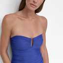 DKNY U-Wire Bandeau One-Piece Swimsuit with Tummy Control, Mediterranean, L