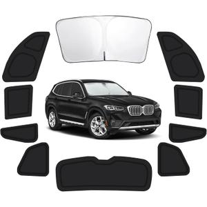 10PCS Car Window Shades for BMW X3 2018-2024, Window Covers for X3 Windshield Side Rear Windows, Full Set Privacy Protection Car Sunshade with UV Blocking for Camping Napping