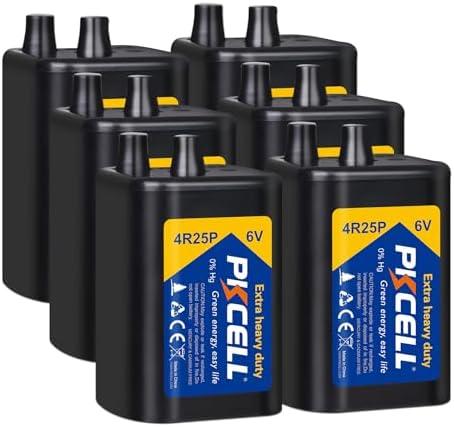 PKCELL 6 Volt Lantern Battery, 6V 4R25 Flashlight Battery with Spring Terminals, Heavy Duty Square Batteries with Long-Lasting Power for Lantern, Emergency Light, Deer Game Feeder, Fencing, 6 Count