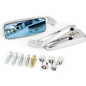 PSLER 8mm 10mm Motorcycle Mirrors - Motorcycle Rear View Side Mirrors fit for Road Glide Street Glide Sportster 48 883 120 Chopper Softail Bobber Cruiser (Silver)