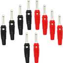 V TELESKY 10PCS 2 Colors 4mm Welded Banana Plug, Superimposable Connector Test Plug DIY Banana Plug Connectors Adapters
