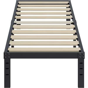 ZIYOO Twin XL Bed Frame, 18 Inches Tall, 3 Inches Wide Wood Slats with 2500 Pounds Support, No Box Spring Needed, High Metal Platform with Underbed Storage Space, Easy Assembly, Noise Free