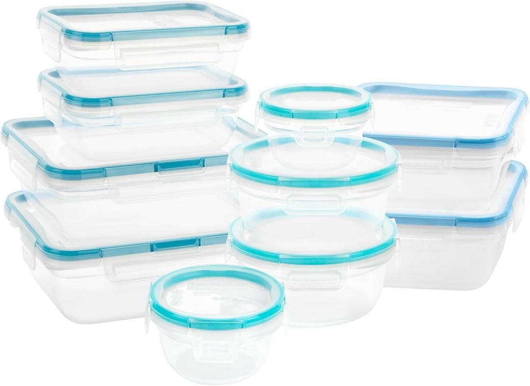 Snapware Plastic Total Solutions (10-Pack, Mixed Sizes) Food Storage Containers Set, Airtight & Leakproof Plastic Locking BPA-Free Lids Tupperware, Freezer Dishwasher Microwave Safe