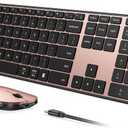 seenda Wireless Bluetooth Keyboard and Mouse Combo, SKM64-3 Rechargeable Slim Quiet Keyboard Mouse, 3 Multi-Device Connection, Compatible for Windows, Mac, MacBook, iPad, Tablet, Black Rose Gold