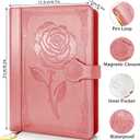 Aocii leather Journal for Women, A5 lined Daily Journal Notebook, Bullet Journaling for Writing, Hardcover Vintage Travel Journals, 224 Pages, Pen included (Pink)