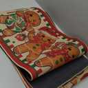 Artoid Mode Gingerbread Candy Cane Christmas Kitchen Mats Set of 3, Winter Home Decor Low-Profile Kitchen Rugs for Floor - 17"x29"+17"x36"+17"x47" (Beige)