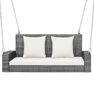 GZMR 2-person Grey and Off White Steel Outdoor Swing