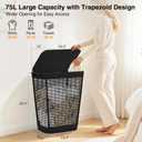 STO STO 75L Laundry Hamper with Lid, Black Clothes Hamper with Handles, Breathable Vinyl Mesh Laundry Basket, Sturdy Steel Frame, Space Saving Laundry Bin for Bathroom, Bedroom, Dorm, Small Spaces