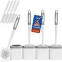 Toilet Brush, 4 Pack Toilet Brush and Holder Set Bathroom Accessories, Toilet Bowl Brush and Holder with 4 Crevice Brush for Bathroom, Toilet Scrubber Brush, White