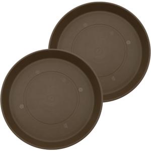 The HC Companies Round Prima Flower Pot Saucers - Plastic Plant Saucer for Outdoors & Indoors - Traditional Plant Pot Trays for Water Drainage -Durable Plant Tray (21-inch Chocolate, Pack of 2)