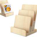 DOSTATNI 3 Tier Pine Wood Pamphlet Display Stand Brochure Holder 6 x 9 Literature Stand Postcard Holder Display Stand Flyer Holder Magazine Rack for Pamphlet Magazine Booklets Menu