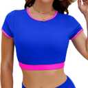 Womens Push Up Bikini Top High Neck Swimsuit Modest Swim Suits 2025 Full Coverage Sporty Bathing Suit Crop Tops M