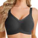 Avidlove Womens Seamless Bras No Underwire V Mesh Comfort Bralette Full Coverage Push Up Everyday T-Shirt Bra,Size L