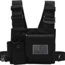 Radio Chest Harness Chest Front Single Pack Pouch Holster Vest Rig for Motorola Midland Kenwood Baofeng Retevis Walkie Talkie with Reflective Strips Shoulder