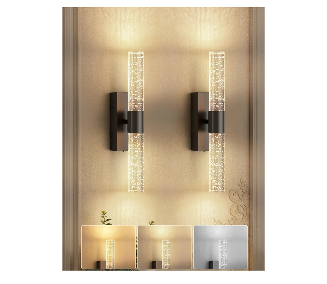 Battery Operated Wall Sconce Set of 2,3CCT Dimmable,10400mAh,Black Modern Rechargeable Wall Sconce with Remote,Wireless Wall Lights for Bedroom,Living Room,Hallway(15.3 inch) without dots inside