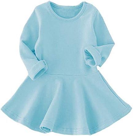 BGIRNUK Girls' Baby Dress Infant Toddler Girl Ruffles Long Sleeves Knit Sweater Cotton Dress Size 110