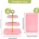 6 Pcs Dessert Table Display Set - 2 X Cupcake Stand Holder/Cup Cake Tier Tower & 4 X Serving Tray Combo for Tea Party, Birthday, Baby Shower (Square Pink)