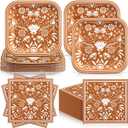 Zhehao 72 Pcs Cielito Lindo Plates and Napkin Set Serve 36 Platos De Barro Mexicanos for Mexican Cielito Lindo Party Supplies 7" Fiesta Terracotta Clay Pottery Disposable Decoration
