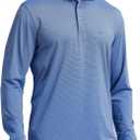 MICHEL ROUEN Golf Shirts for Men Short Sleeve Lightweight Quick Dry Pin Striped Casual Collared Polo Shirts (Blue, XXXL)