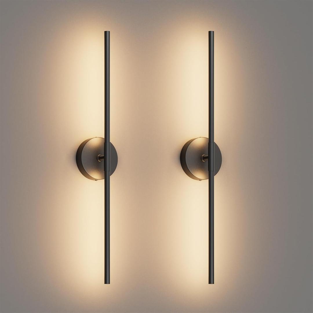 28In Black Wall Sconce Set of Two Hardwired 3000K LED Modern Wall Light Fixture 360 Rotatable for Living Room Hallway Bedroom(2 Pack), Gold 