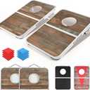 ROPODA Portable Cornhole Board Set,24 x 16 in Corn Hole Games for Adults with 8 Bean Bags, Lightweight Aluminum Alloy Edging Cornhole Set for Outdoor GamesBeach and Tailgates. (Wood Color)
